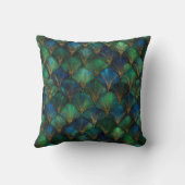 青緑金のアートデコ幾何学デザイン クッション (裏面)