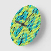 青緑黄色パタカッコいいーン  ラウンド壁時計 (傾斜)