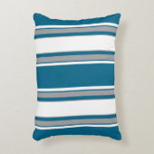 青緑、ティール（緑がかった色）、グレー、白ストライプ色 アクセントクッション (正面(垂直))
