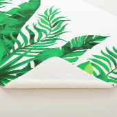 青緑-水彩熱帯の葉- シェルパブランケット (3/4)