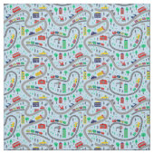 青線電車バス道路淡い色の線   ファブリック (見本)