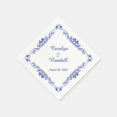 青縁どパーソナライズされた結婚の スタンダードカクテルナプキン (角)