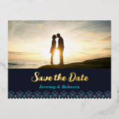 青縁ど画日付はがきを保存 箔招待状ポストカード (正面)