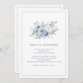 青縁ど花模様QR結婚の夕べパーティー 招待状 (正面/裏面)