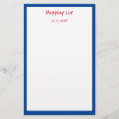 青縁ど食料品ショッピングリストカスタムの色 便箋 (正面)