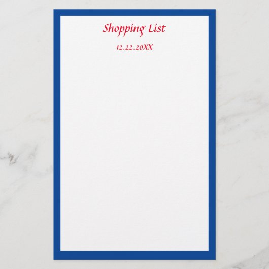 青縁ど食料品ショッピングリストカスタムの色 便箋 (正面)