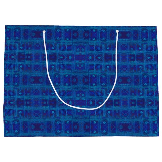 青織り,抽象芸術幾何学模様,手描き ラージペーパーバッグ (裏面)