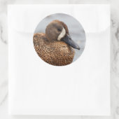 青翼ティール(緑がかった色)のポートレート ラウンドシール (バッグ)