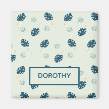 青背景にトロピカルなモンステラの葉のモノグラム