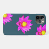 青背景にマゼンタピンクの蓮の花 Case-Mate iPhoneケース (裏面(横))