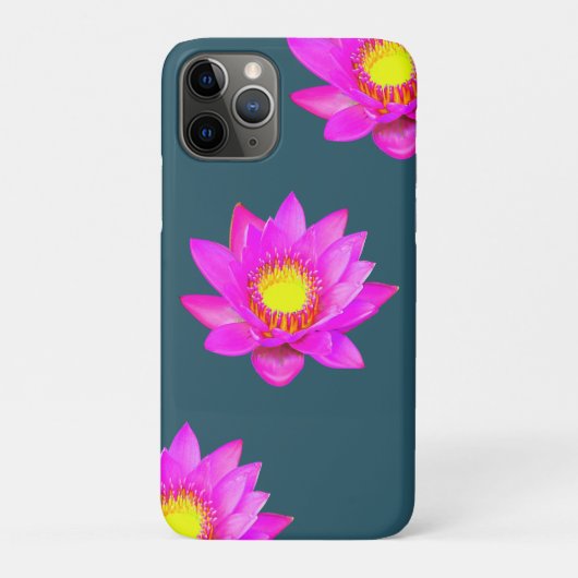 青背景にマゼンタピンクの蓮の花 Case-Mate iPhoneケース (裏)