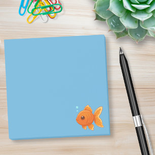 青背景のかわいい金魚のキャラクター ポストイット