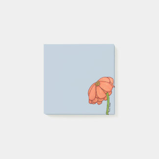 青背景のオレンジの花 ポストイット