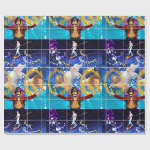 青背景のサーカス ラッピングペーパー (フラット)