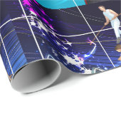 青背景のサーカス ラッピングペーパー (ロールコーナー)