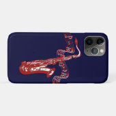 青背景の上の赤いサックスと音符 Case-Mate iPhoneケース (裏面(横))