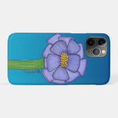 青背景の紫の四角い花 Case-Mate iPhoneケース (裏面(横))