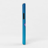 青背景の紫の四角い花 Case-Mate iPhoneケース (裏面/右)
