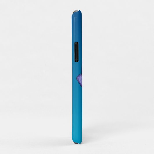 青背景の紫の四角い花 Case-Mate iPhoneケース (裏面/右)