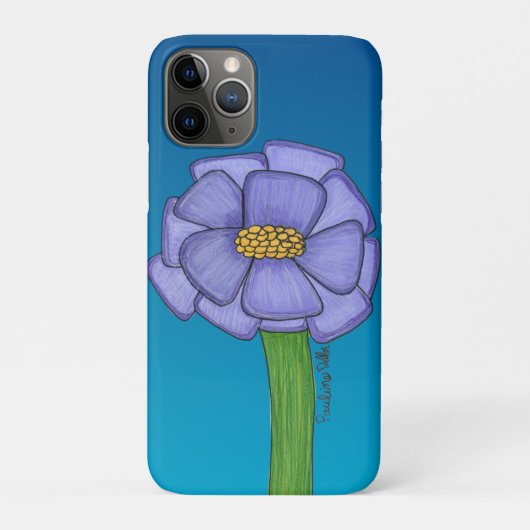 青背景の紫の四角い花 Case-Mate iPhoneケース (裏)