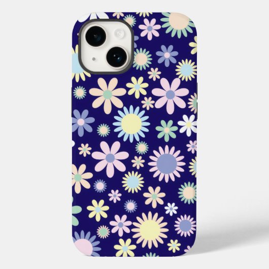 青背景の花柄 Case-Mate iPhoneケース (裏面)
