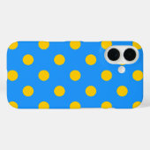 青背景の黄色い水玉模様デザイン Case-Mate iPhoneケース (裏面 (横))