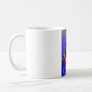 青背景のPyramid Comicsマグカップ コーヒーマグカップ