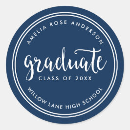 青脚本・白ストライプ人卒業生 ラウンドシール