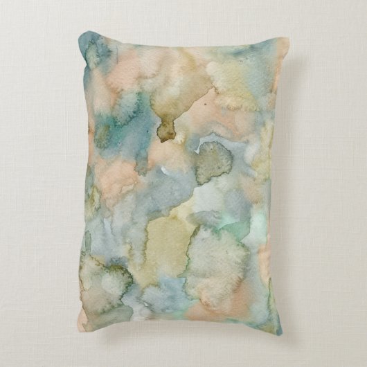 青自然緑抽象芸術水色 アクセントクッション (裏面(縦))