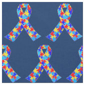 青自閉症啓発リボン ファブリック (クローズアップ)