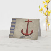 青航海のいかりとコンパストライプスの赤い カード (黄色い花)