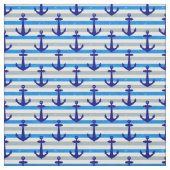 青航海のいかり付きストライプ ファブリック (見本)
