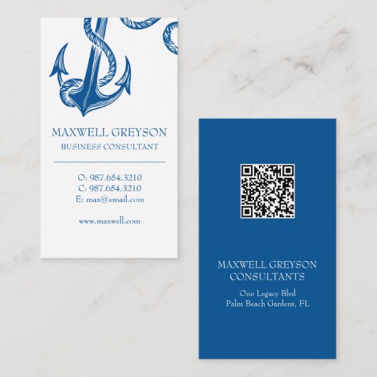 青航海のいかり縦型名刺 エンクロージャーカード (正面/裏面)