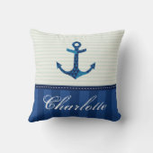 青航海のいストライプいかり名前をカスタムする クッション (裏面)