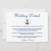 青航海のいストライプ結婚詳細挿入 招待状 (正面)