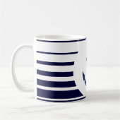 青航海のと白のいかりのマグストライプ コーヒーマグカップ (左)