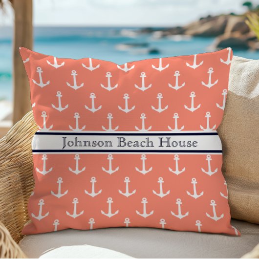 青航海のと白のいかりパターン名 クッション