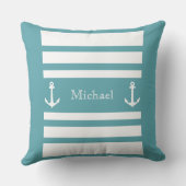 青航海のと白のストライプいかり名 クッション (裏面)