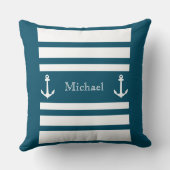 青航海のと白のストライプいかり名 クッション (裏面)