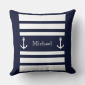 青航海のと白のストライプいかり名 クッション (裏面)