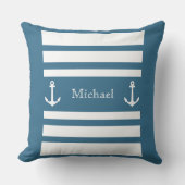 青航海のと白のストライプいかり名 クッション (正面)