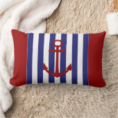 青航海のと白のストライプいかり ランバークッション (ブランケット)