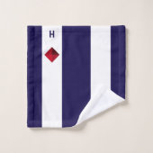 青航海のと白のダイヤモンドとモノグラム バスタオルセット (ウォッシュタオル)