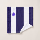 青航海のと白のホイール&モノグラム バスタオルセット (ウォッシュタオル)