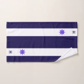 青航海のと白のホイール&モノグラム バスタオルセット (ハンドタオル)