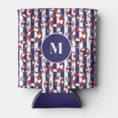 青航海のと白のライフベルストライプト 缶クーラー (正面)