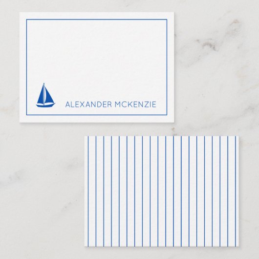 青航海のと白の帆船パーソナライズされた ノートカード (正面/裏面)