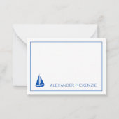 青航海のと白の帆船パーソナライズされた ノートカード (正面)