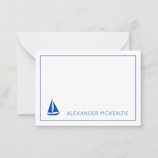 青航海のと白の帆船パーソナライズされた ノートカード (正面)