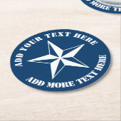 青航海のと白の星のカスタムパーティー ラウンドペーパーコースター (アングル)